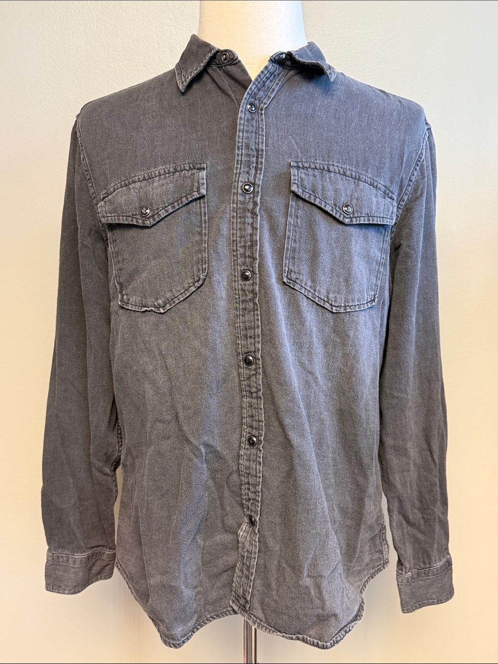 7 For All Mankind Gray Button Front Utility Shirt Men’s XL